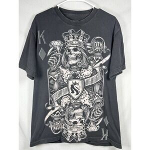 Ogabel Skull King Graphic T Shirt Mens L Black Rasta Reggae Gothic Streetwear